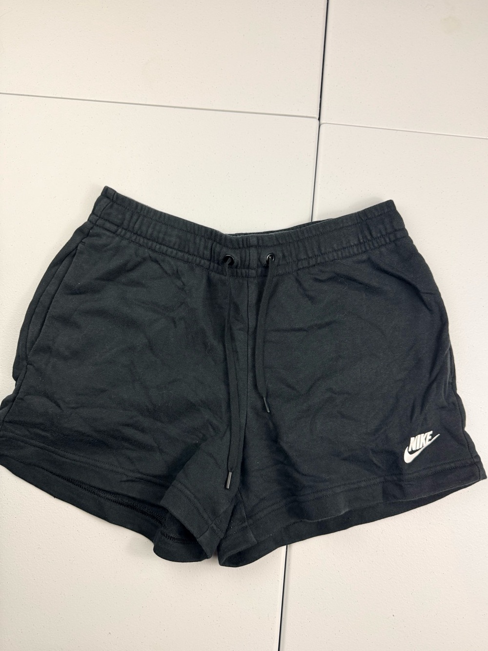 Nike Women's Black Athletic Lounge Shorts with White Logo
